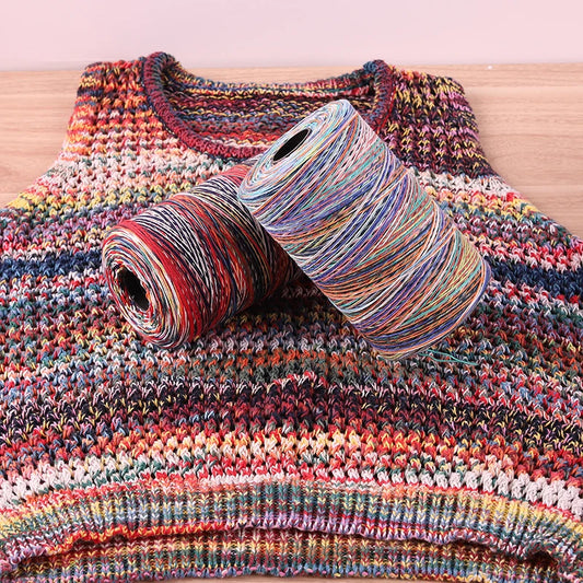 100% coton motif arc-en-ciel teint rétro fil de coton fait à la main matériel de bricolage pour tricoter motif à la mode pull écharpe chapeau écharpe bandeau sac à dos sac à main accessoires de vêtements boule de fil