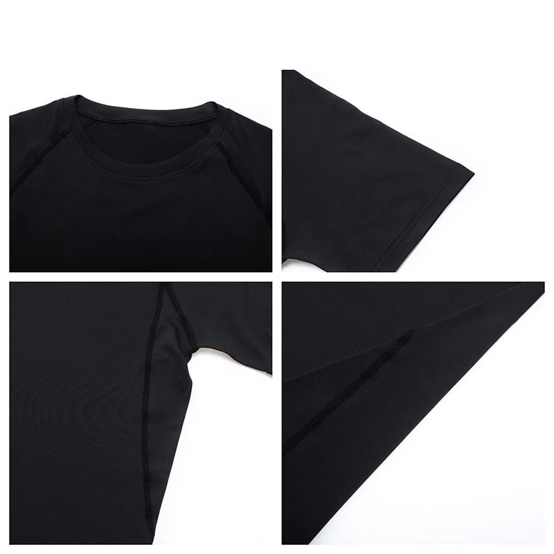 Hommes Compression course t-shirt Fitness serré à manches courtes t-shirt formation Jogging chemises vêtements de sport séchage rapide Rashgard
