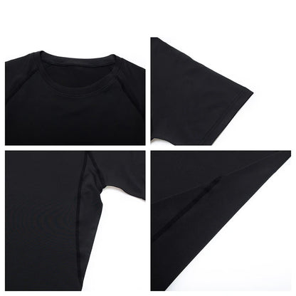 Hommes Compression course t-shirt Fitness serré à manches courtes t-shirt formation Jogging chemises vêtements de sport séchage rapide Rashgard