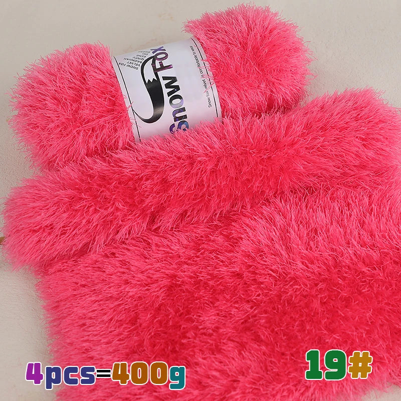 Fil de fausse fourrure 400g, fil de plumes, fil de cils, fil épais pour tricoter à la main, adapté au tricot de grands manteaux, pyjamas, foulards, chapeaux, châles, gilets