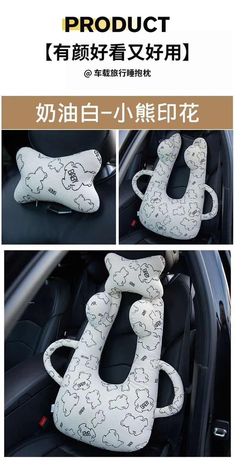 Ceinture de sécurité de voiture pour enfants, dispositif de couchage de voiture haut de gamme, oreiller de siège arrière pour les promenades longue distance, oreiller fixe pour bébé