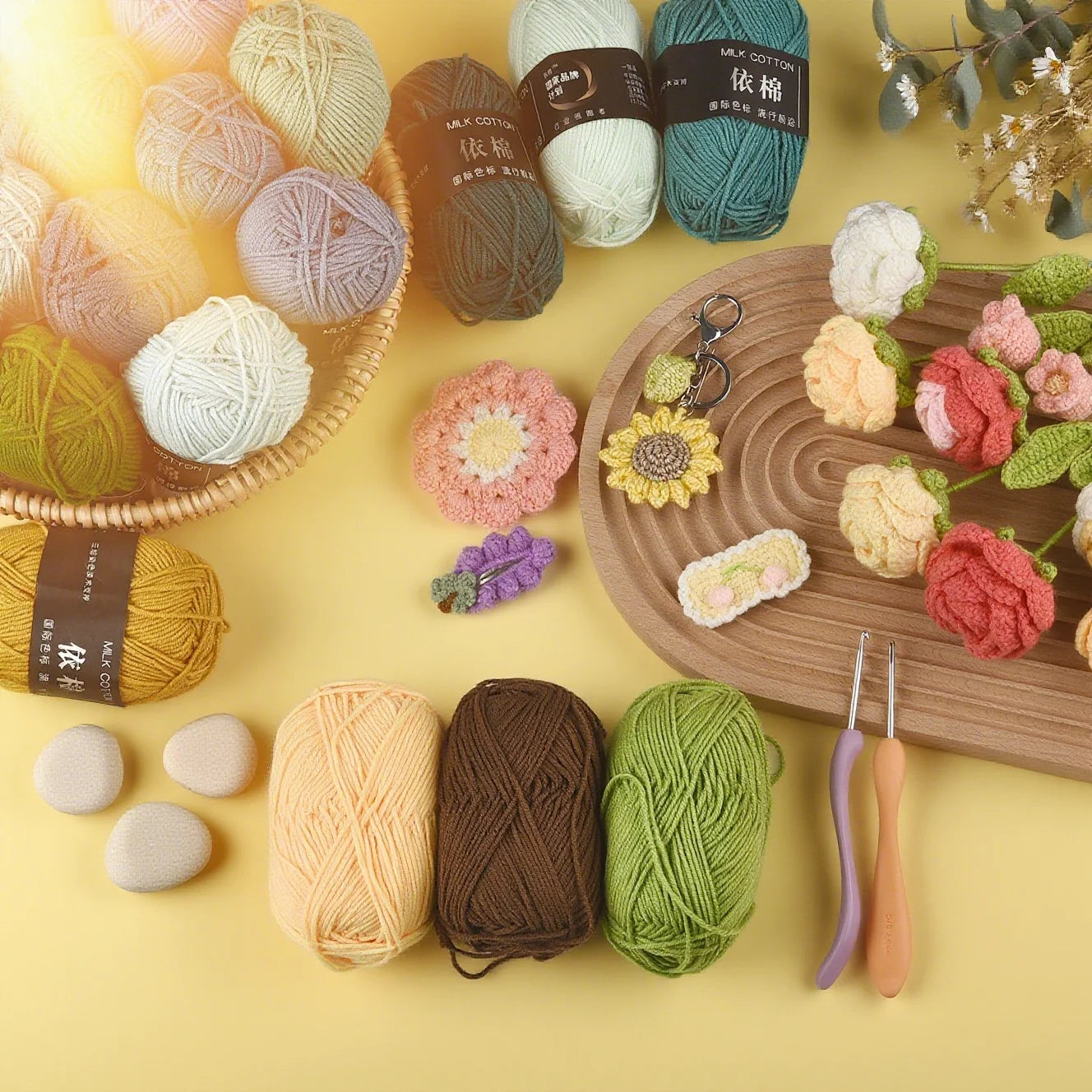 Fil à tricoter en coton doux, tissu mélangé, fil de velours en fibres épaisses, fil de laine au Crochet pour pull, bricolage