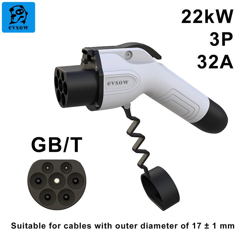 Evsow-Prise de charge GBT 22KW 32A 3 phases, adaptateur de chargeur EV pour voiture électrique GBT, prise de chargeur EV pour appareil de véhicule