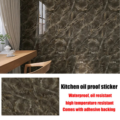 Autocollants muraux en marbre résistants à l'huile pour cuisine, 40cm, papier peint auto-adhésif résistant aux taches, haute température, décoration de la maison