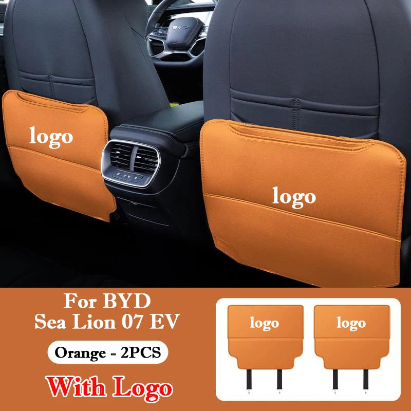لـ BYD Sea Lion 07 EV 2024 2025 واقي ركل خلفي لمقعد السيارة من الجلد، بساط حماية مضاد للأوساخ والركل، إكسسوارات داخلية