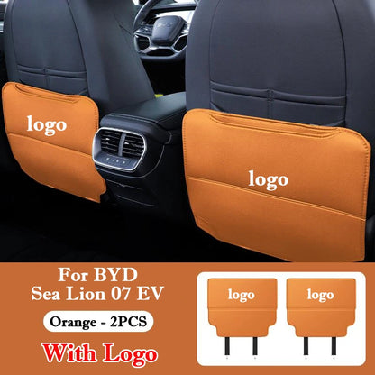 لـ BYD Sea Lion 07 EV 2024 2025 واقي ركل خلفي لمقعد السيارة من الجلد، بساط حماية مضاد للأوساخ والركل، إكسسوارات داخلية