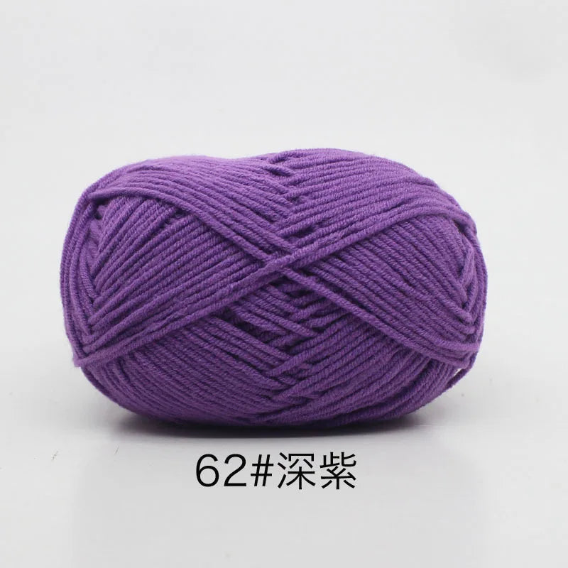 40-50 جم/المجموعة خيوط قطنية حليبية 4 طبقات (80%) للحياكة، صبغة لانا لعمل الكروشيه اليدوي، سترة قبعة دمى بسعر منخفض