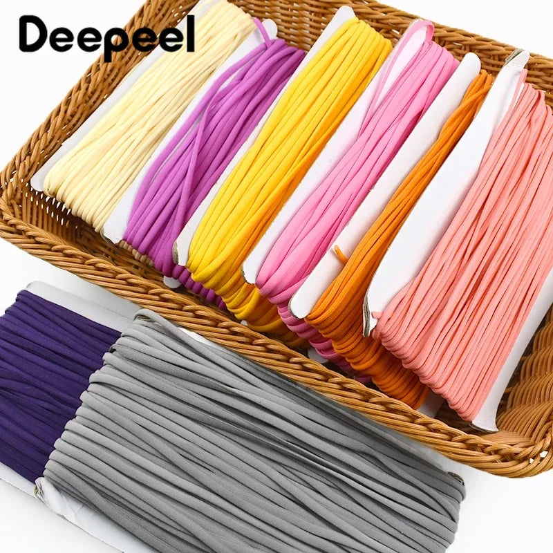 Bande élastique 5/10/20M 3/5mm, noyau d'huile, corde en Nylon pour attaches de cheveux, sangle de masque, bande extensible, soutien-gorge, chaussures, bandes en caoutchouc, accessoires de couture