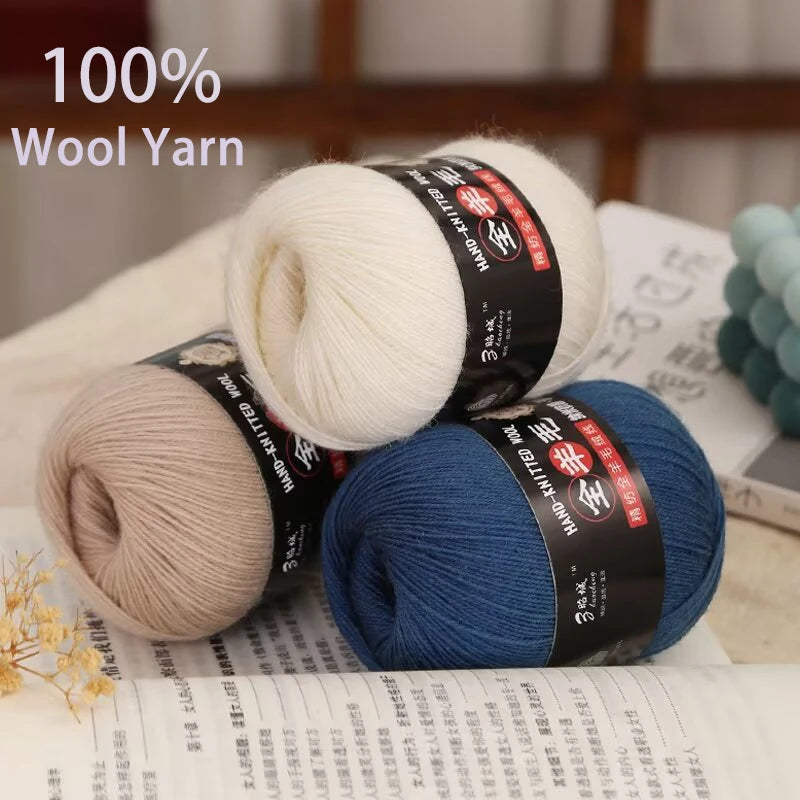 Rouleau de fil mérinos pur 100% laine, 50 g/rouleau, pour tricoter à la main, écharpe douce, pull, bricolage de poupée, matériel tissé