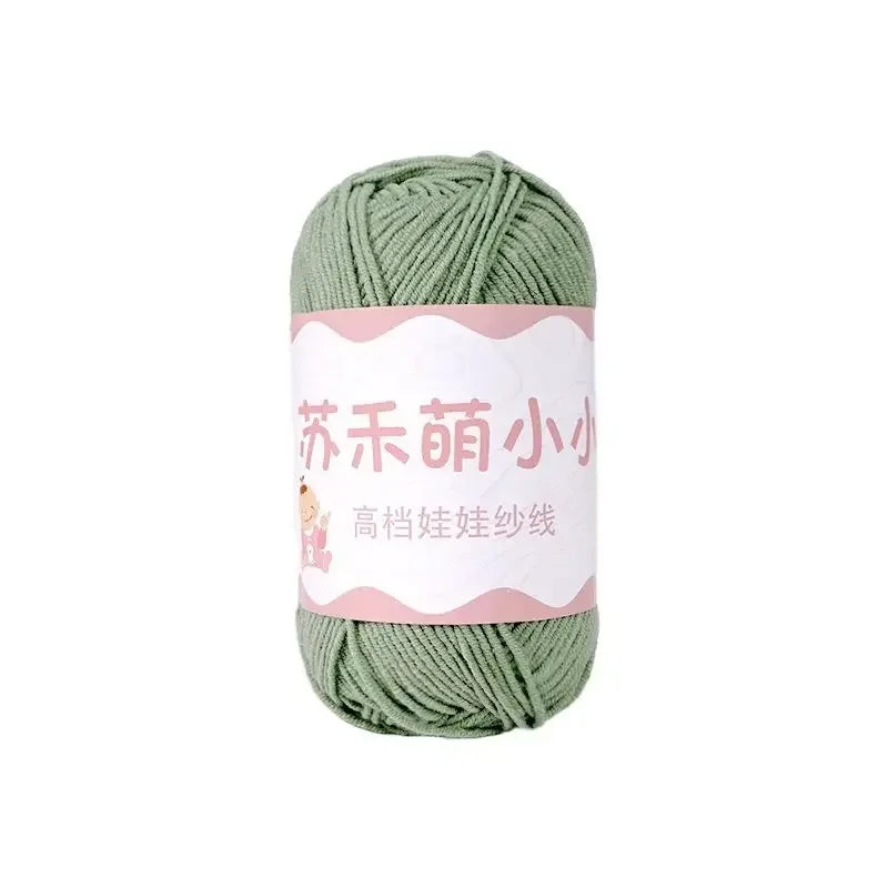 Pelote de Fil de Coton de Lait Peigné à 4 Brins, Laine Douce pour Crocheter et Tisser à la Main, 50g Chacun. 120M)
