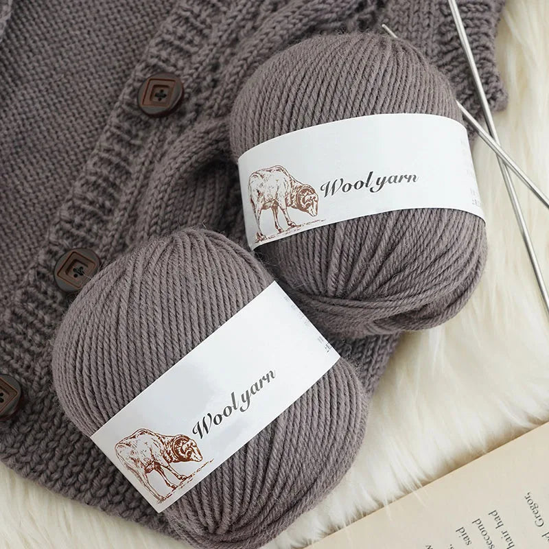 Fil de laine moyen de couleur Pure, 500g, à la mode, Simple, chaud, fait à la main, adapté aux écharpes à tricoter, pulls, gants, chapeaux