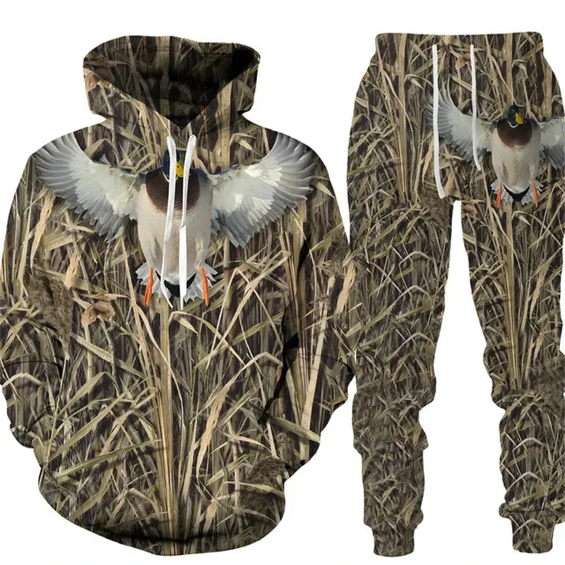 Camouflage plante chasse animale impression 3D sweats à capuche pantalons ensembles hommes sweats pantalons de survêtement deux pièces costumes survêtement hommes vêtements