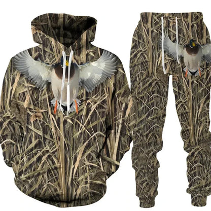 Camouflage plante chasse animale impression 3D sweats à capuche pantalons ensembles hommes sweats pantalons de survêtement deux pièces costumes survêtement hommes vêtements