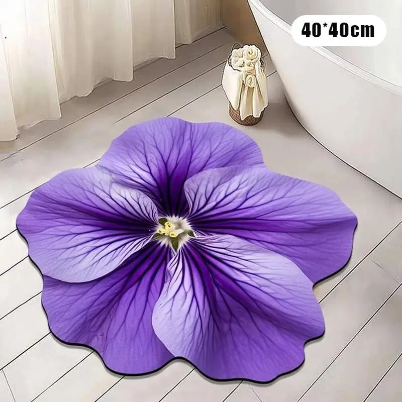 Nouveau tapis de sol en forme de pivoine, doux et durable, 40x40cm, antidérapant et absorbant pour salle de bain
