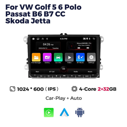 MEKEDE Android Autoradio pour Volkswagen Passat b6 b7 golf 5 6 Polo Jetta Skoda Autoradio multimédia PlayerGPS WiFi RDS Carplay