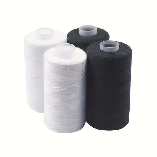 2 pièces fil à coudre domestique couture à la main fil noir et blanc 500 m fil polyester pour machines à coudre et couture à la main
