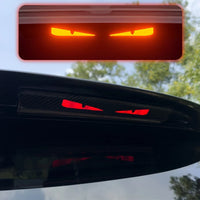 Autocollant de feu arrière de voiture Monster Eyes - Autocollant de feu arrière yeux du diable de dessin animé, motif en fibre de carbone, Projection nocturne transparente
