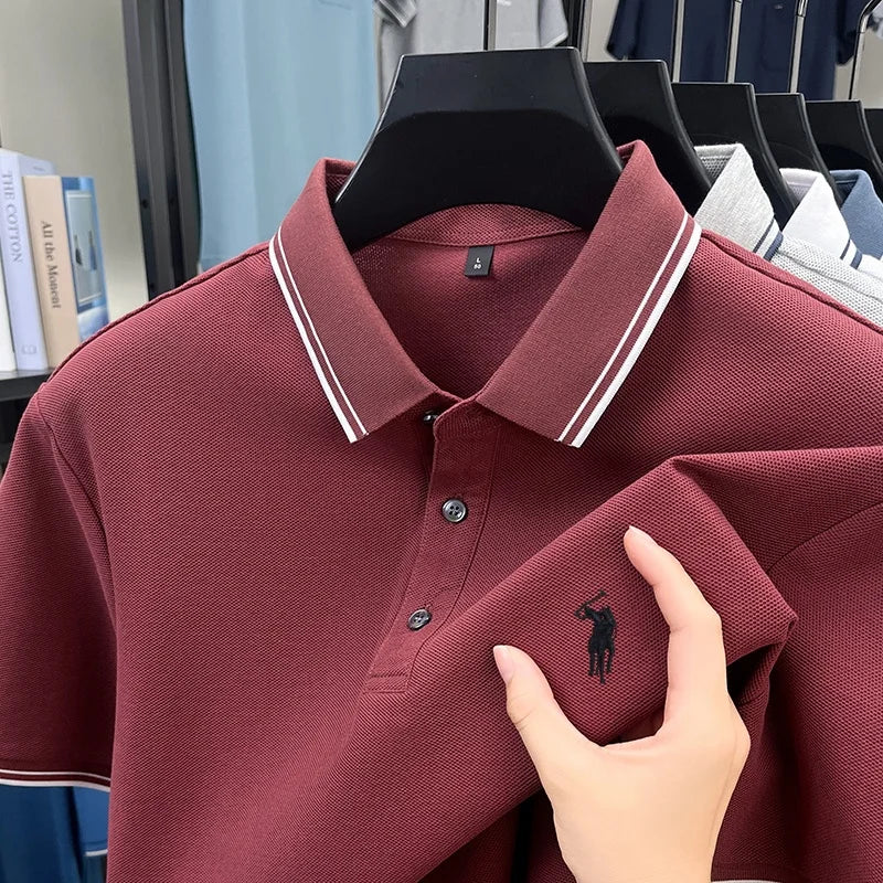 Marque de mode 100% coton été nouvel article polo brodé poney original pour hommes haut à manches courtes confortable et respirant