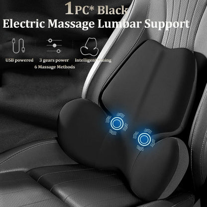 Coussin de dossier électrique pour siège de voiture, massage, sauna, soutien lombaire, vibration de la taille, oreiller cervical, accessoires intérieurs