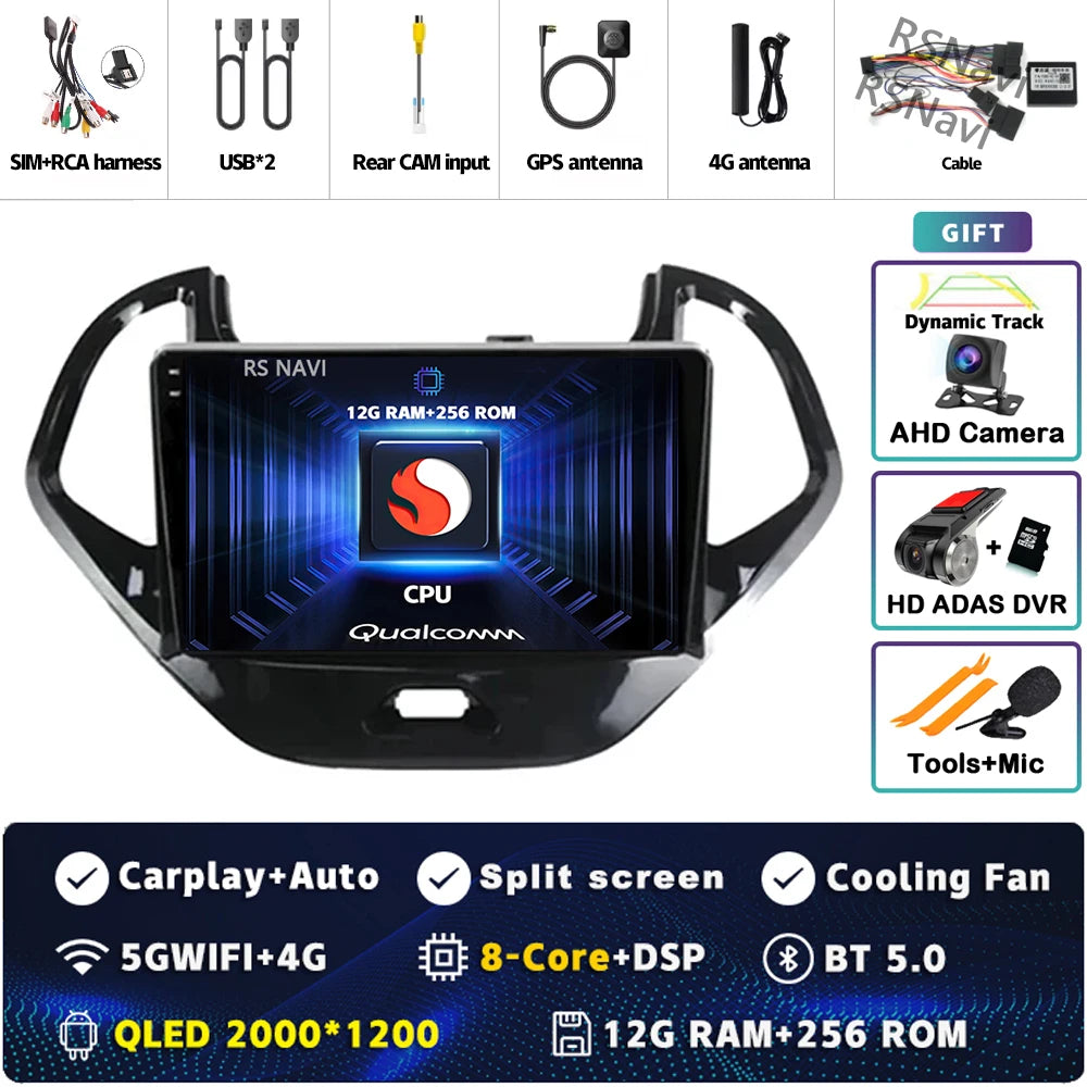 Android 15 Carplay Auto pour Ford Figo 2015 2016 2017 2018 autoradio 4G WIFI lecteur multimédia srereo Navigation vidéo 360 caméra