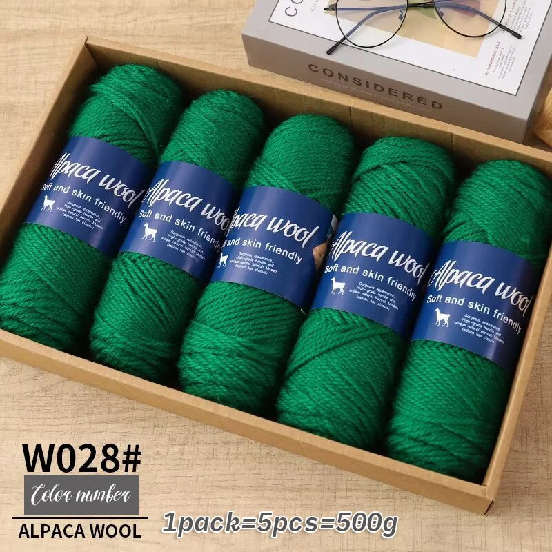 Fil de laine d'alpaga 500g, fil grossier, tissé à la main pour fabriquer des pulls chauds et à la mode, coupe-vent, vestes, foulards, chapeaux, fils