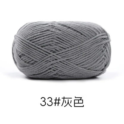 Pelote de Fil de Coton de Lait Peigné à 4 Brins, Laine Douce pour Crocheter et Tisser à la Main, 50g Chacun. 120M)