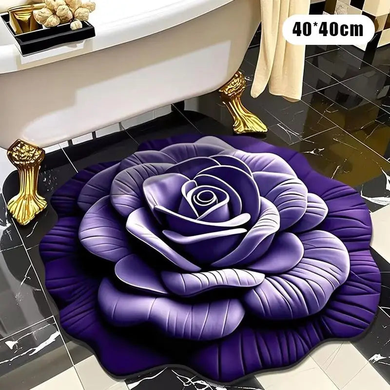 Nouveau tapis de sol en forme de pivoine, doux et durable, 40x40cm, antidérapant et absorbant pour salle de bain