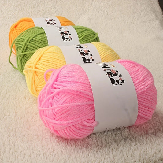 Fil de lait tissé à 5 brins, optique moyenne faite à la main, boule de fil, bricolage, beurre, pull, fleur, chapeau, écharpe, 150g