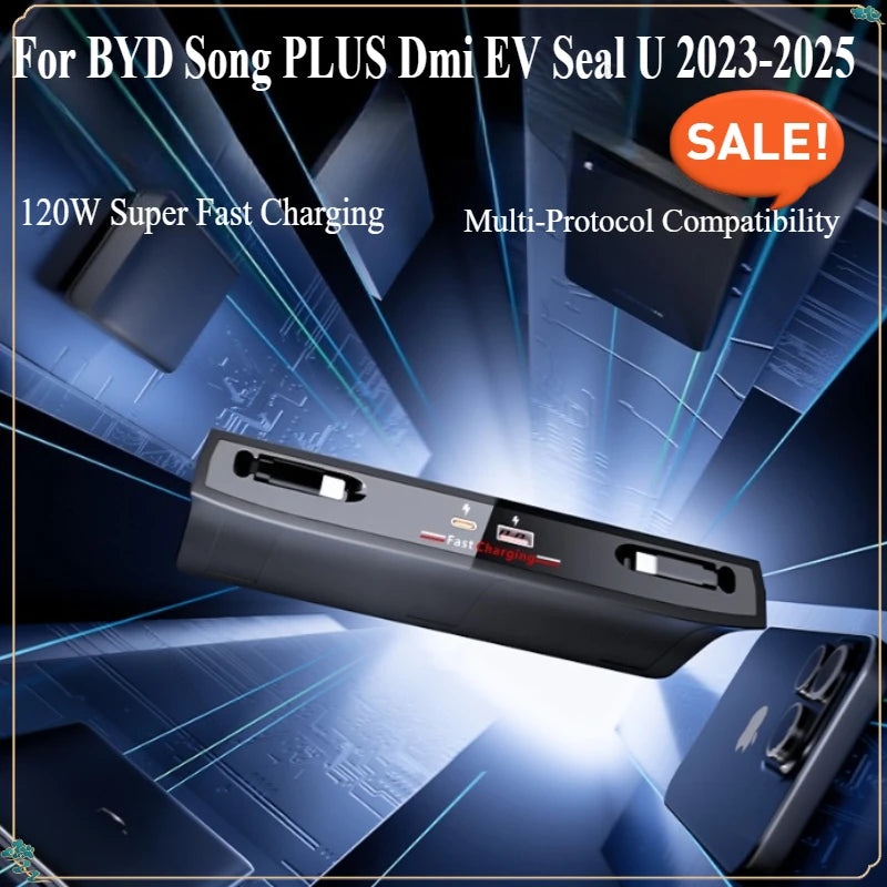 Boîtier de chargement rapide pour voiture BYD Song PLUS Dmi EV Seal U 2023 – 2025, station d'extension de commande centrale, extension Hub, chargement Usb