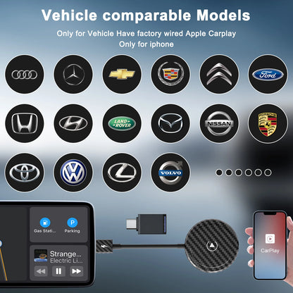 Adaptateur/dongle CarPlay sans fil pour voitures à partir de 2015 et iPhone iOS 10 +, câble d'usine