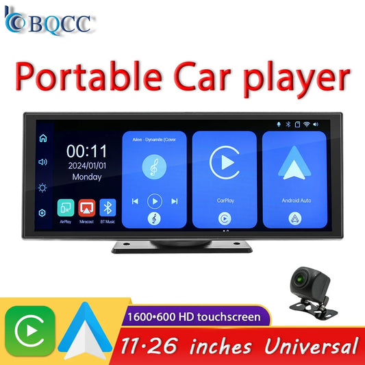 BQCC 11.26 pouces HD écran tactile pour support de voiture Portable universel sans fil Carplay Android Auto miroir BT TF lecteur de voiture