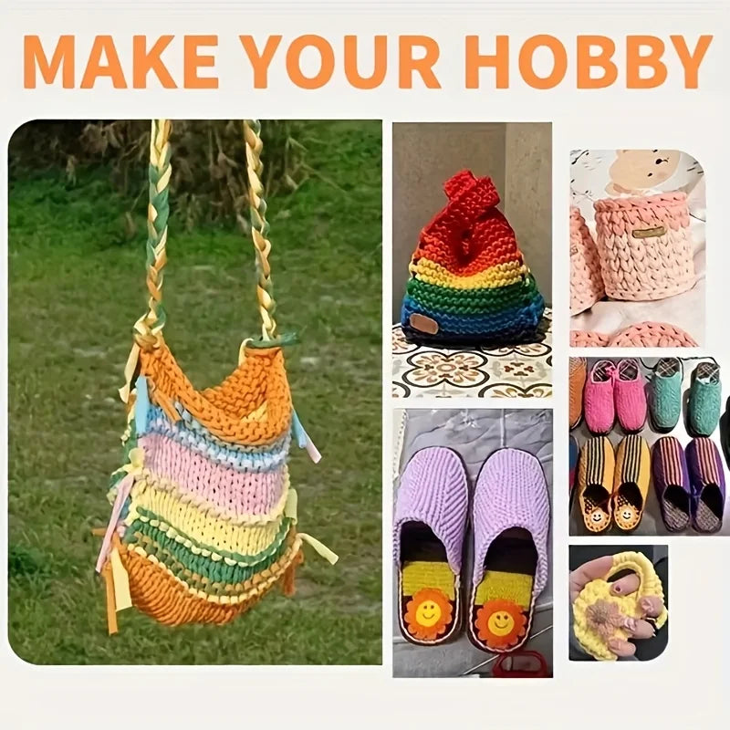 Fil à tricoter élastique de qualité supérieure 200g - Couleurs vibrantes pour sacs au crochet, paniers, tapis, cadeau de la Saint-Valentin |   Expédition 24h/24