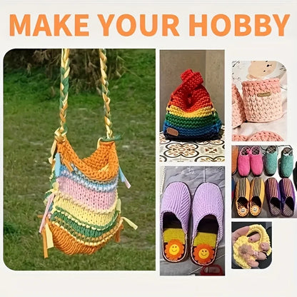Fil à tricoter élastique de qualité supérieure 200g - Couleurs vibrantes pour sacs au crochet, paniers, tapis, cadeau de la Saint-Valentin |   Expédition 24h/24