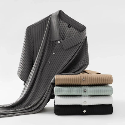 2025 nouveaux hommes décontracté mode rayé à manches courtes col Polo respirant et confortable été polyvalent T-shirt