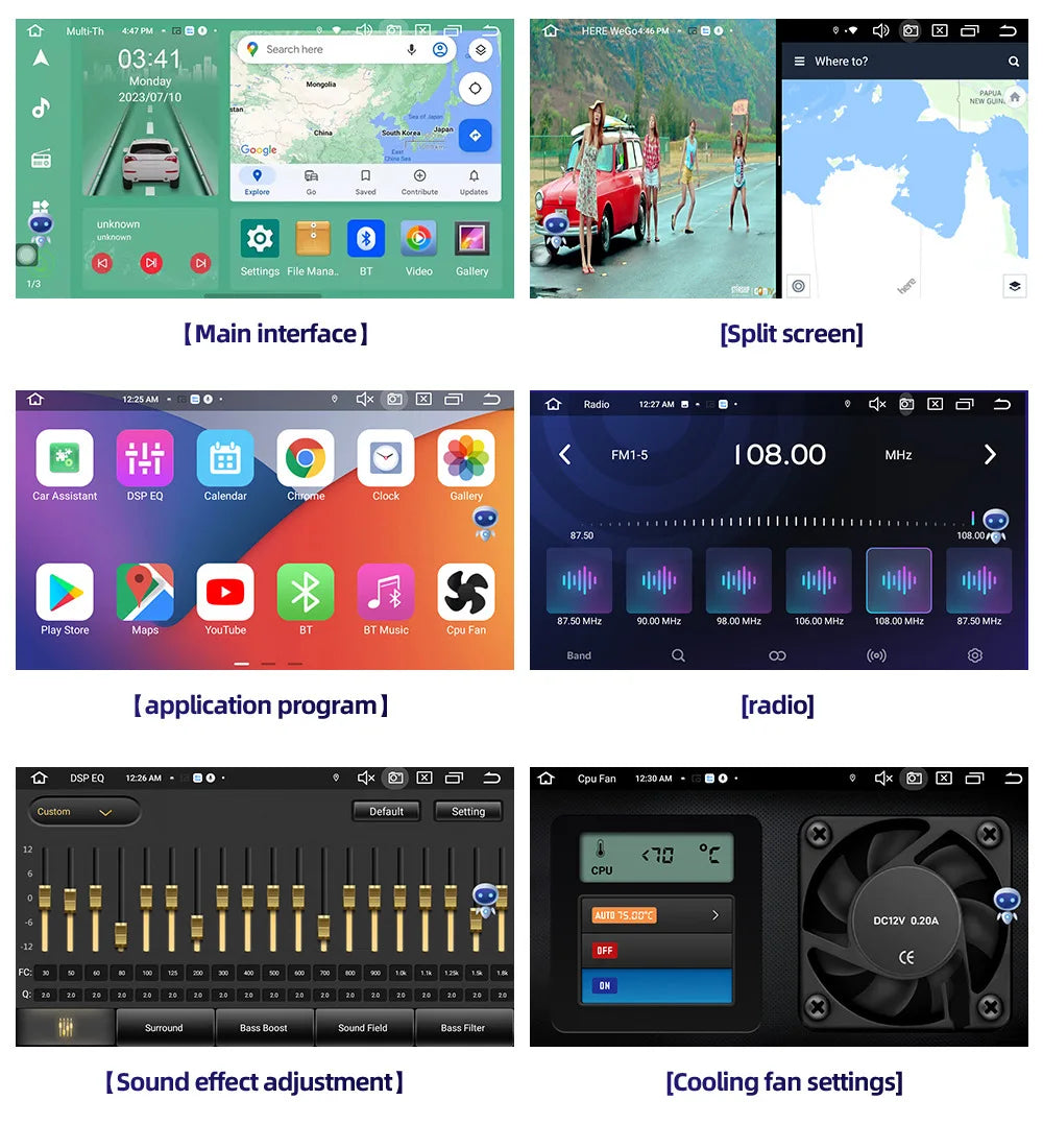 Autoradio multimédia vidéo avec navigation GPS Android16 CarPlay sans fil pour Ford New Transit 2009-2019 Focus 2005-2010