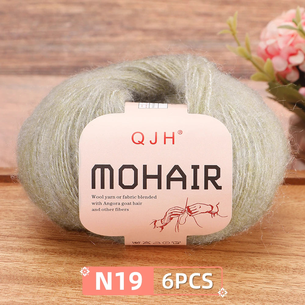 Fil Mohair doux et chaud, 6 paquets/150g, chaussettes de pull en tricot faites à la main, fil d'écharpe châle au Crochet, 60% Mohair, 40% acrylique