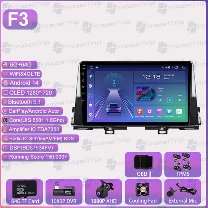 Autoradio Android 9 pouces pour KIA Morning 3 Picanto 2016 2017 2018 2019 2020 - 2023, GPS stéréo Carplay Autoradio DAB WIFI DSP RDS