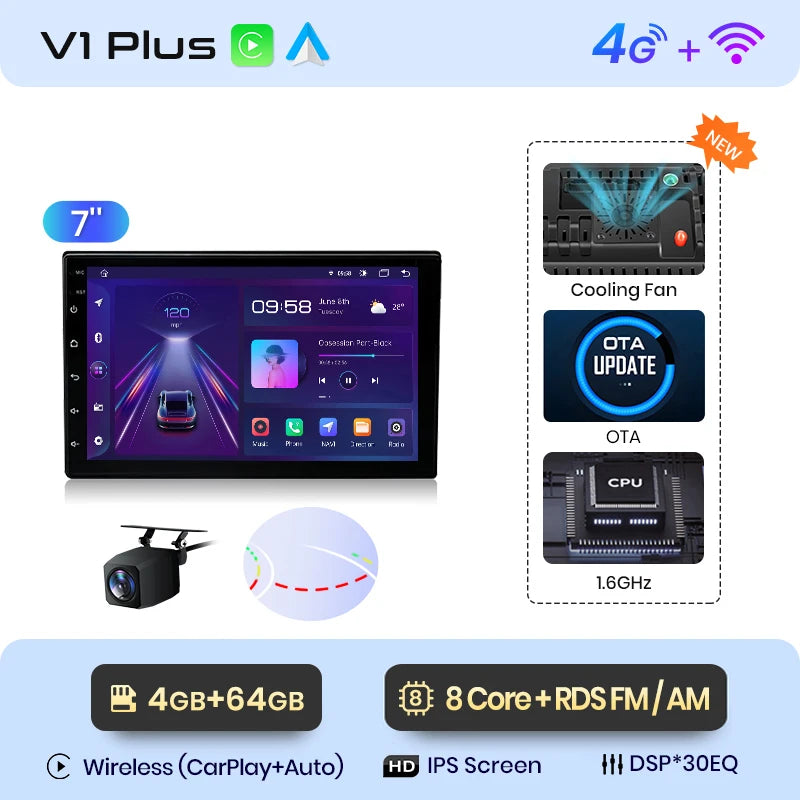 Junsun 7 9 10 pouces Radio universelle Carplay Android Auto autoradio lecteur multimédia systèmes intelligents pour Ford Peugeot Fiat