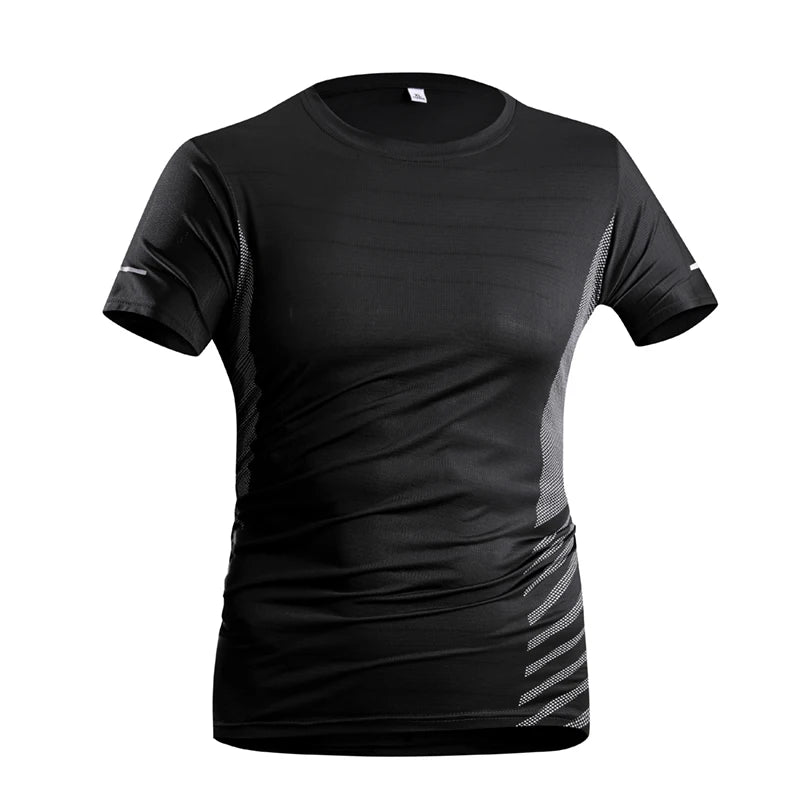 T-shirt de course à manches courtes pour hommes, Ice InjThin, Top Casting, Impression, vaccage rapide, Respirant, Fitness, Sports, Été, 5XL