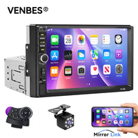 VENBES 7 pouces autoradio universel Mirrorlink Bluetooth FM caméra de recul 1 DIN Auto Audio