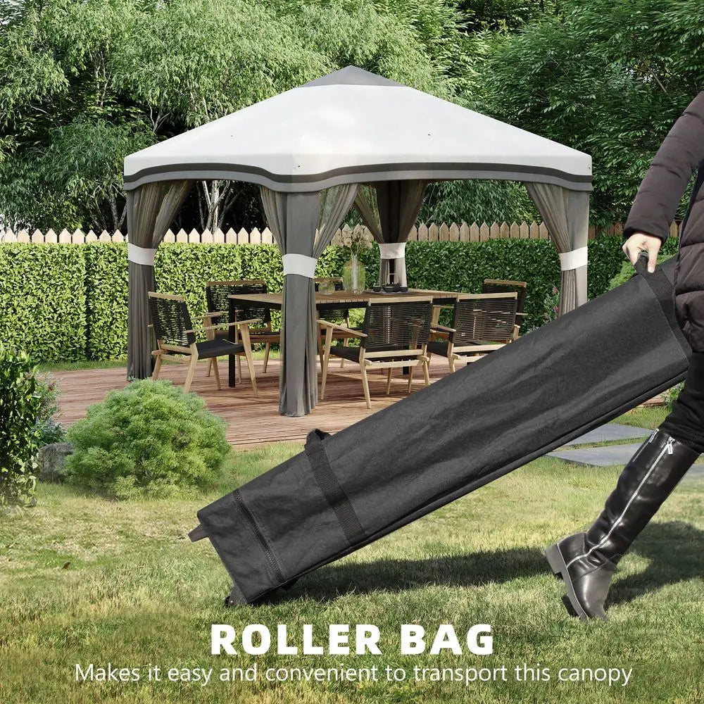 10 x 10 Pop Up Canopy Tent with Netting, Instant Tents for Parties, Height Adjustable, with Wheeled Carry Bag and 4 Sand Bags f