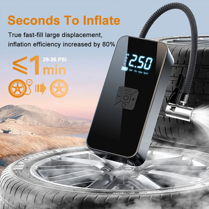 EADavid-Compresseur d'Air Portable Sans Fil/Filaire pour Voiture, Gonfleur avec Affichage Numérique pour Vélo, Balle
