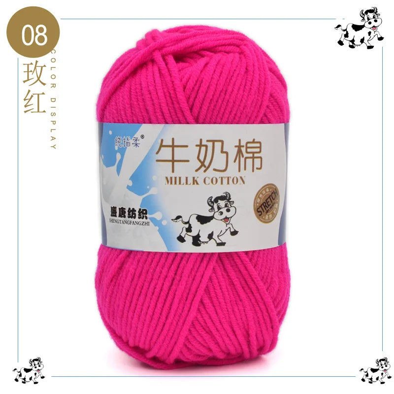 Fil à tricoter en coton au lait, 5 brins, 50g, pour bricolage de sacs de poupée, fil, écharpe, chaussettes