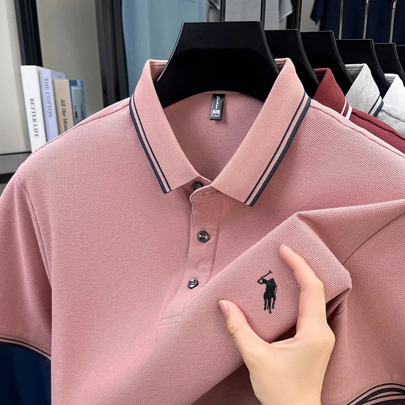Marque de mode 100% coton été nouvel article polo brodé poney original pour hommes haut à manches courtes confortable et respirant