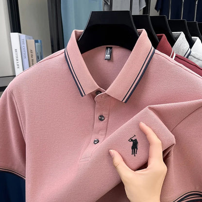 Marque de mode 100% coton été nouvel article polo brodé poney original pour hommes haut à manches courtes confortable et respirant