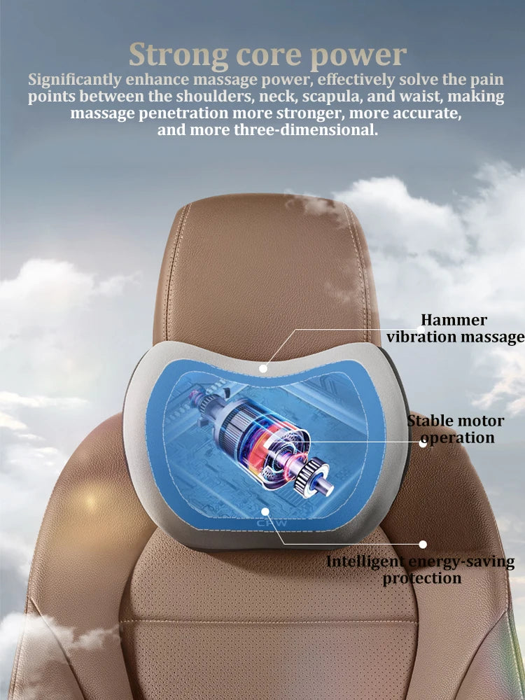Coussin de dossier électrique pour siège de voiture, massage, sauna, soutien lombaire, vibration de la taille, oreiller cervical, accessoires intérieurs