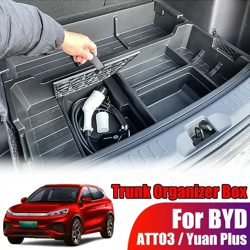 صندوق تخزين مخصص بسعة كبيرة لصندوق السيارة لسيارة BYD Atto3 EV، ملحق لملء فجوة المقعد الاحتياطي لسيارات الدفع الرباعي Yuan Plus