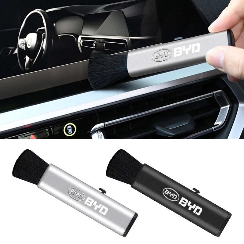 فرشاة تنظيف داخلية للسيارة، فرشاة تلسكوبية صغيرة ناعمة لسيارات BYD Atto 3 Tang F3 E6 Yuan Plus Song Max F0 Qin G3 I3 Han