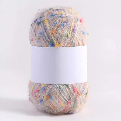 Boule de fil Mohair à pois de couleur arc-en-ciel, fil à tricoter doux tissé à la main, confortable pour bricolage, écharpe, pull, châle, manteau, Crochet