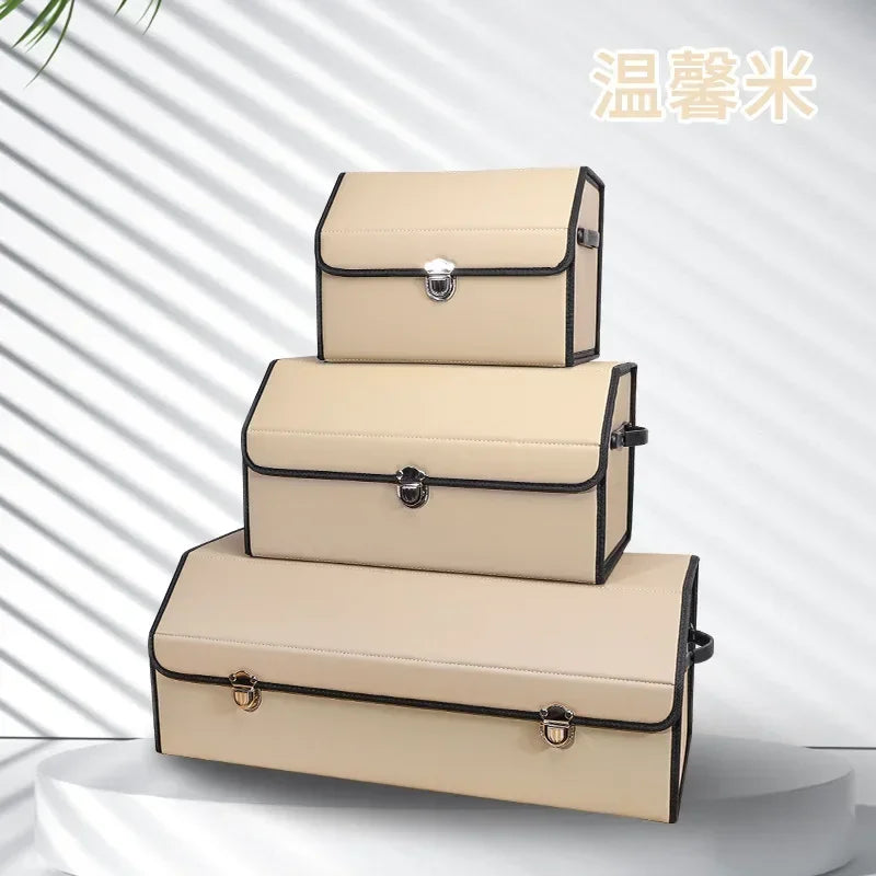 Organisateur de coffre de voiture et rangement Suv, coffre pliable en Faux cuir, multi-compartiments réglable, boîte de rangement d'épicerie automatique